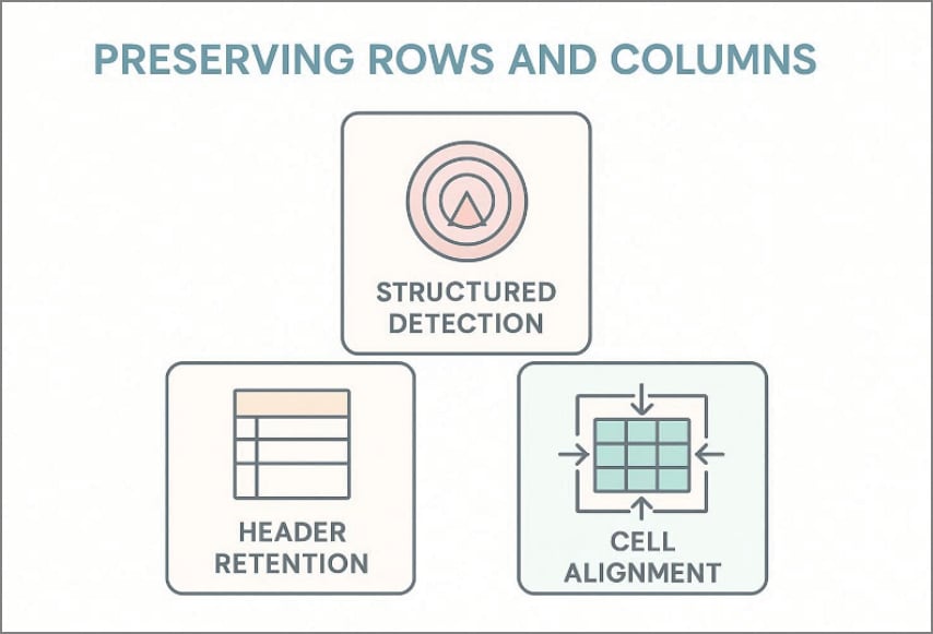 preserve rows and columns during converting